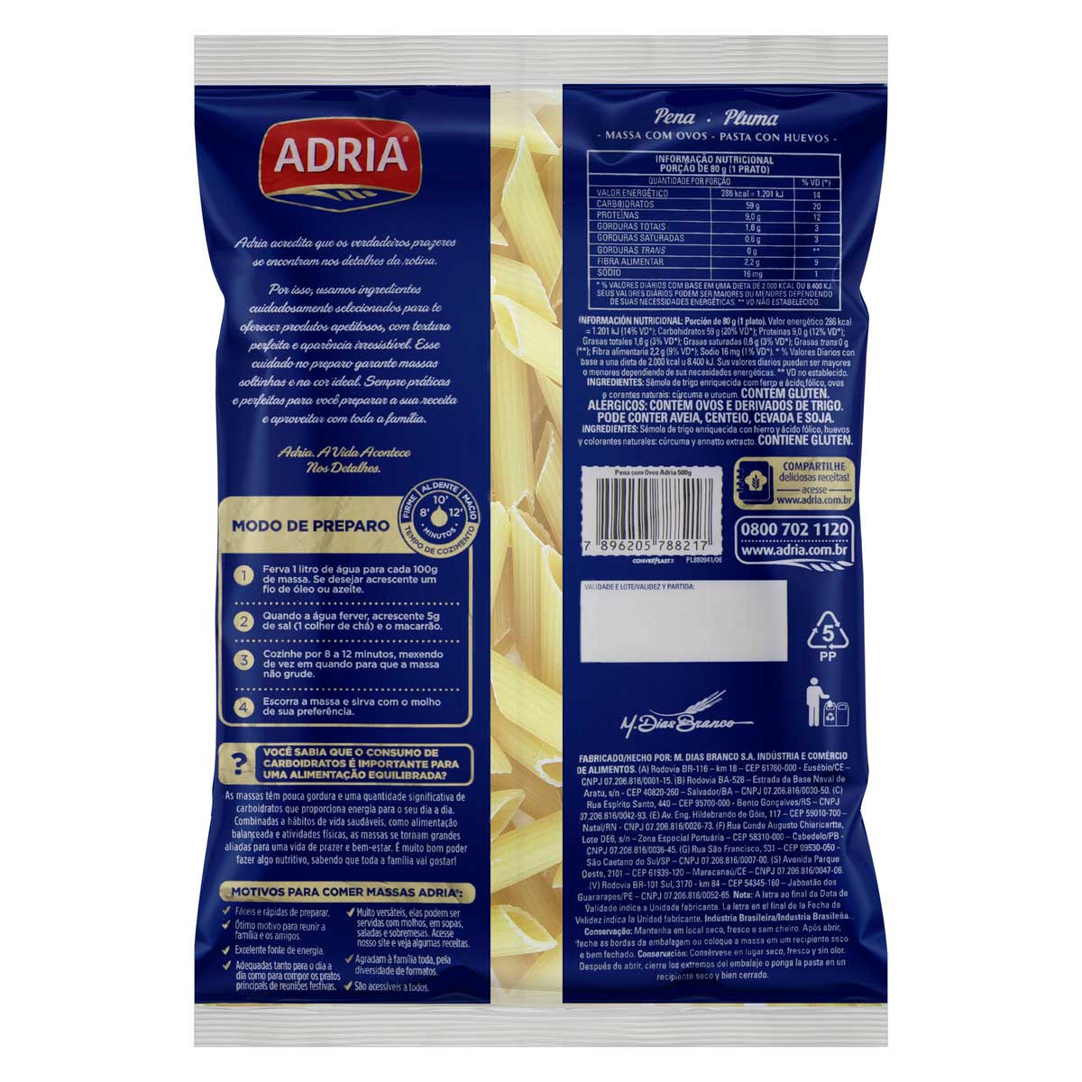 Encontraproduto.com.br - Macarrão com Ovos Adria Pena Pacote com 500g
