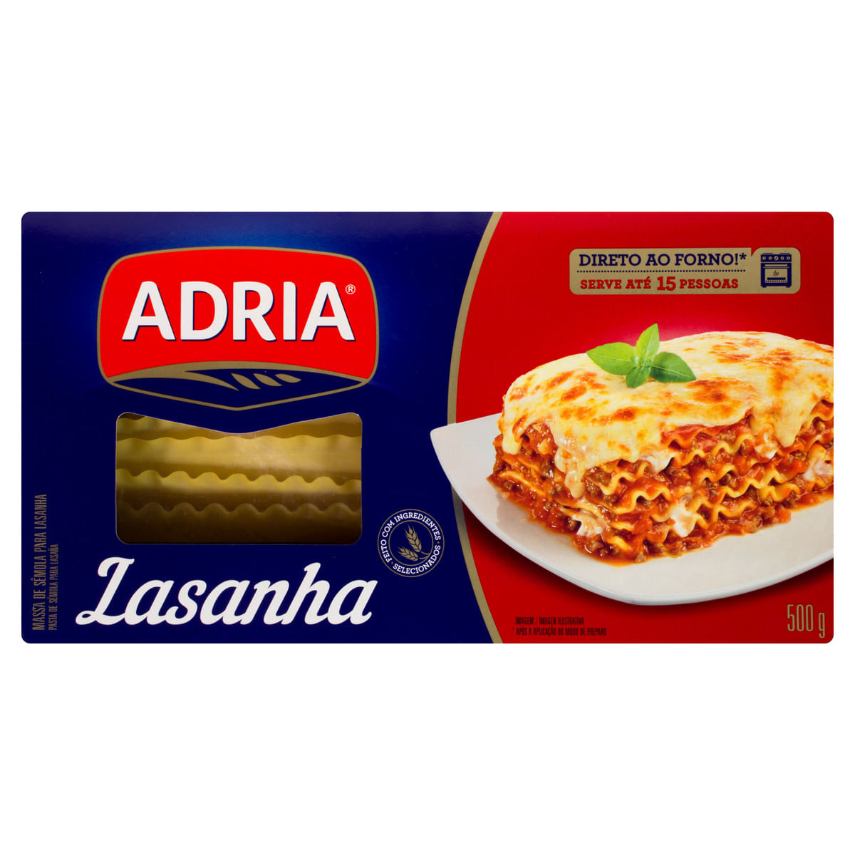 Encontraproduto.com.br - Massa para Lasanha Adria Sêmola Caixeta com 500g
