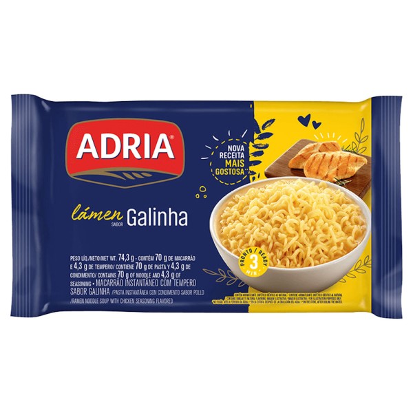 Encontraproduto.com.br - Macarrão Instatâneo Adria Lámen Galinha 74.3g