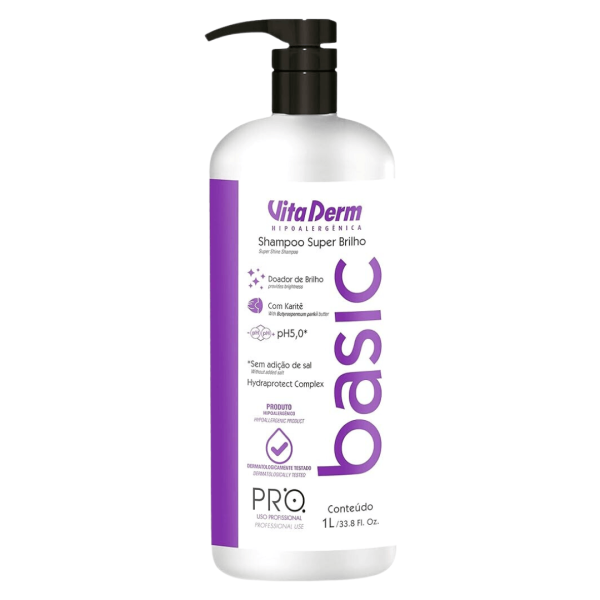Encontraproduto.com.br - Shampoo VitaDerm Super Brilho Basic - 1 Litro