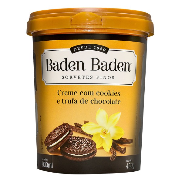 Encontraproduto.com.br - Sorvete de Creme com Cookies e Trufa de Chocolate Baden Baden La Basque 900ml