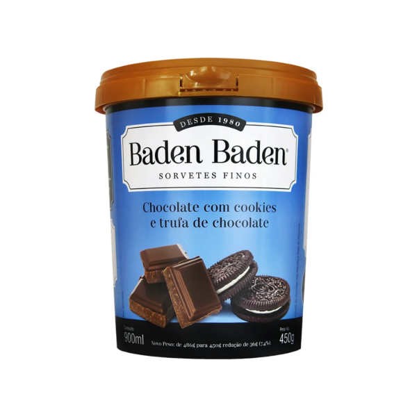 Encontraproduto.com.br - Sorvete de Chocolate com Cokkies e Trufa Baden Baden La Basque 900ml
