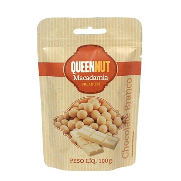 Encontraproduto.com.br - Macadâmia Coberta de Chocolate Branco QueenNut 100g