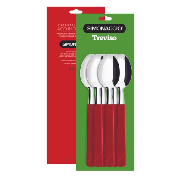 Encontraproduto.com.br - Colher de Mesa Simonaggio Treviso Vermelha c/ 6 Unid