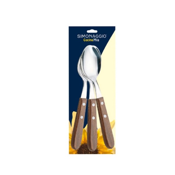 Encontraproduto.com.br - Jogo de Colher de Mesa Simonaggio Cocina Mia Cabo Madeira c/ 3 Unid