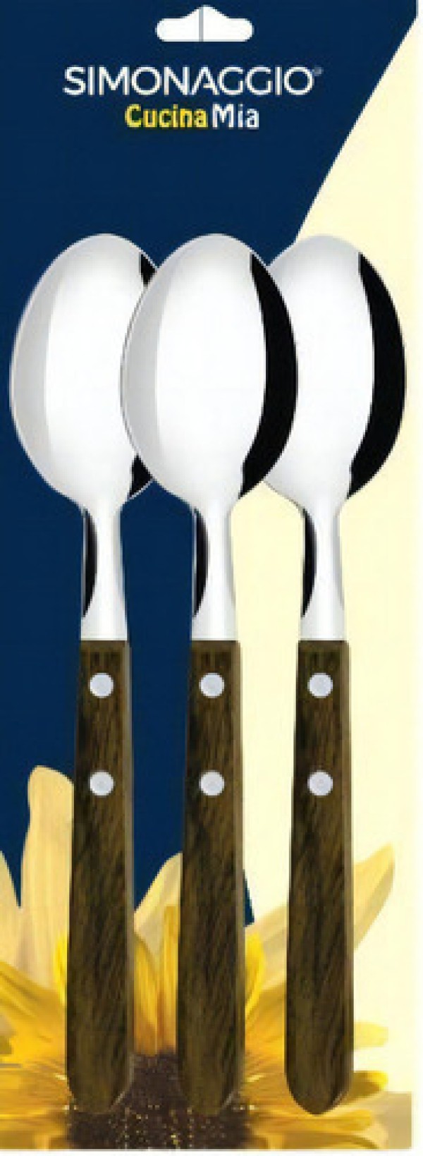 Encontraproduto.com.br - Jogo de Colher de Mesa Simonaggio Cocina Mia Cabo Madeira c/ 3 Unid