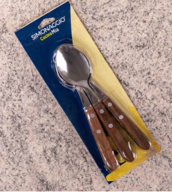 Encontraproduto.com.br - Jogo de Colher de Mesa Simonaggio Cocina Mia Cabo Madeira c/ 3 Unid