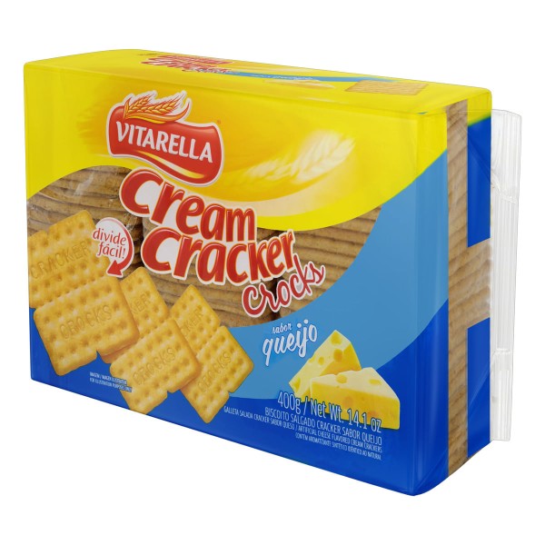 Encontraproduto.com.br - Biscoito Cream Cracker Queijo Vitarella Crocks 400 g
