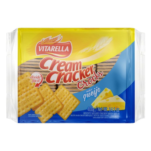 Encontraproduto.com.br - Biscoito Cream Cracker Queijo Vitarella Crocks 400 g