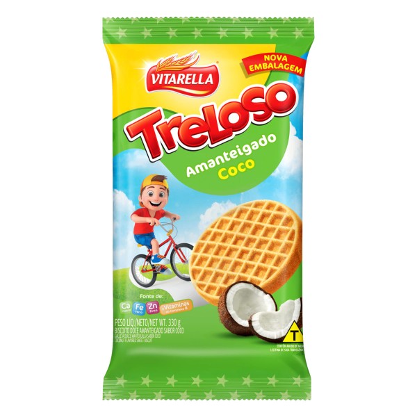 Encontraproduto.com.br - Biscoito Amanteigado Treloso Coco 330g