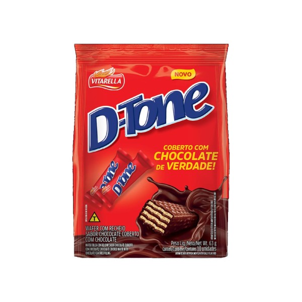 Encontraproduto.com.br - Wafer Vitarella D-Tone Recheio e Cobertura Chocolate 63g