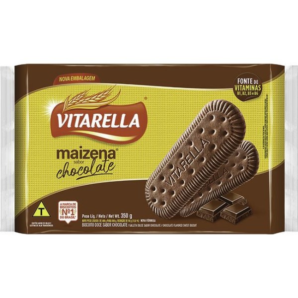 Biscoito Maizena Vitarella Chocolate Pacote com 350g