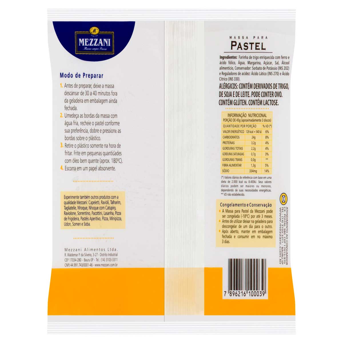 Encontraproduto.com.br - MASSA PARA PASTEL MEZZANI 500G