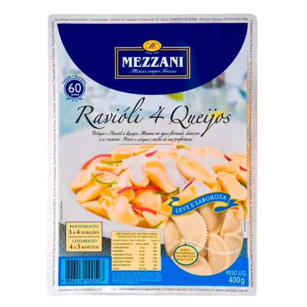 Encontraproduto.com.br - RAVIÓLI 4 QUEIJOS MEZZANI 400G