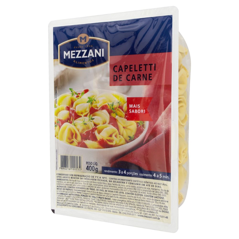 Encontraproduto.com.br - CAPELETTI DE CARNE MEZZANI 400G
