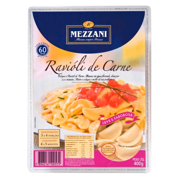 Encontraproduto.com.br - RAVIÓLI DE CARNE MEZZANI 400G