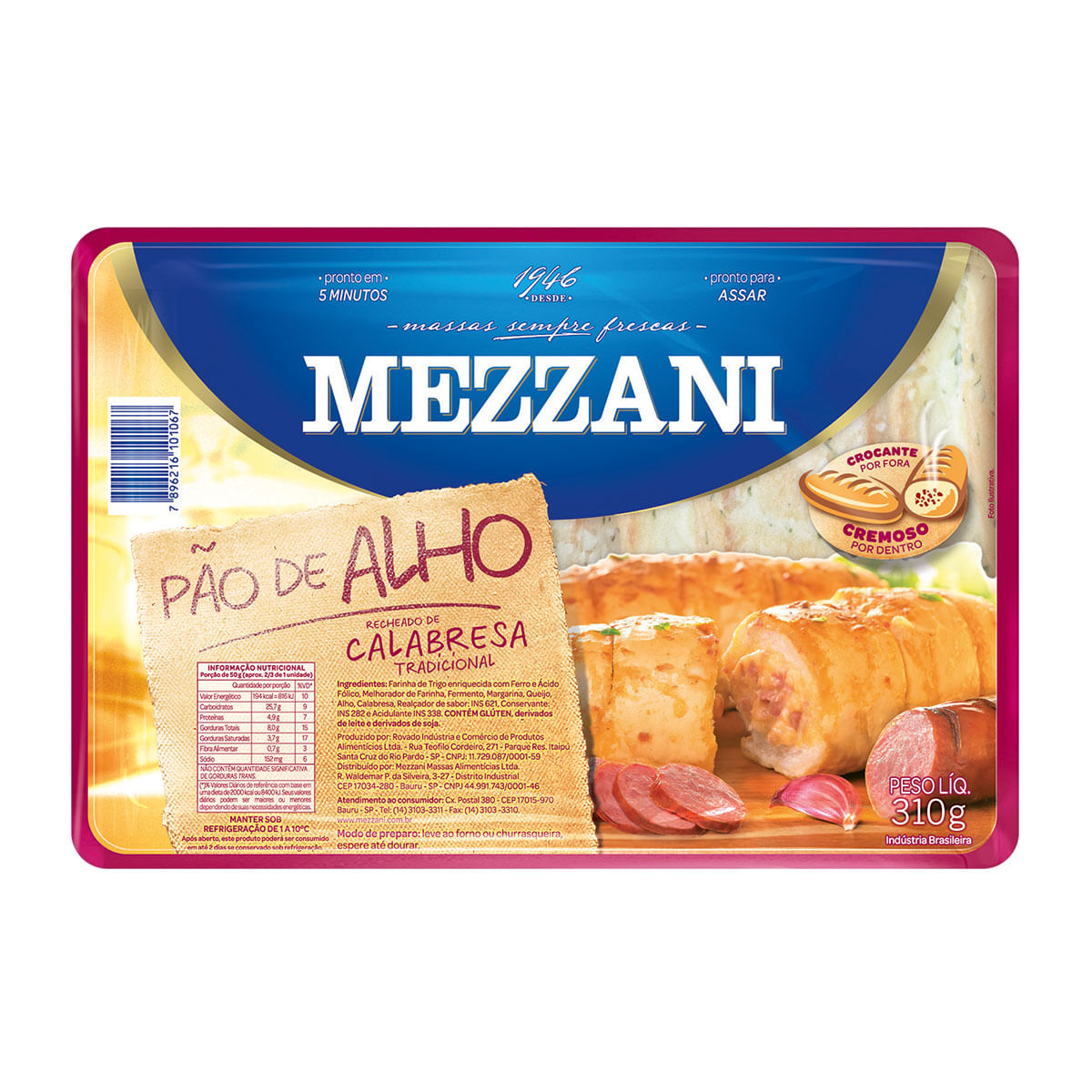 Encontraproduto.com.br - Pão de Alho Mezzani Calabresa Pacote com 310g