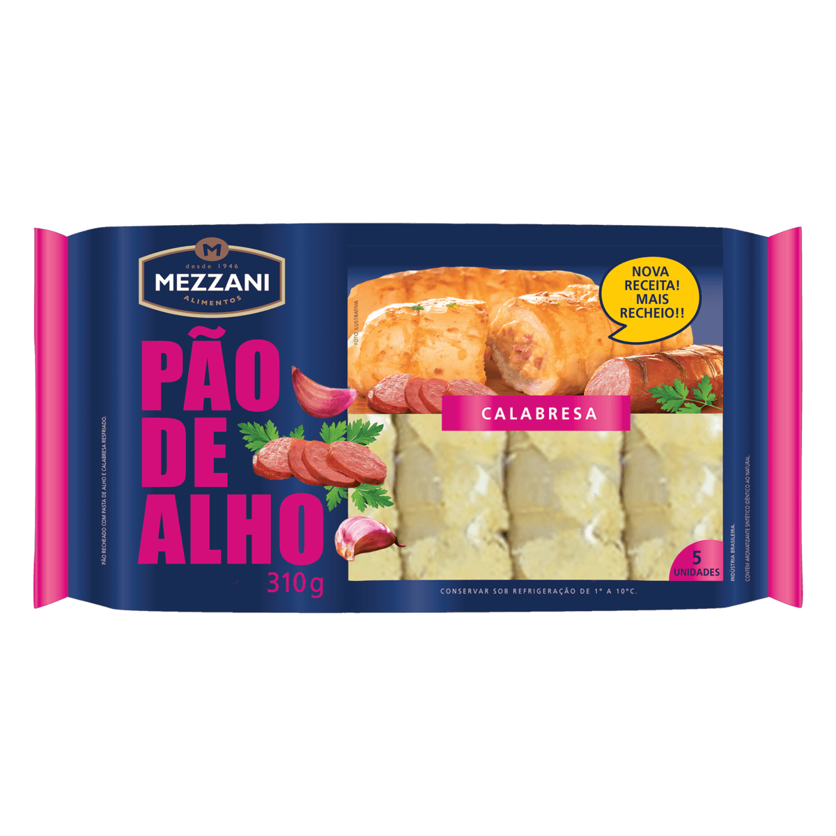 Encontraproduto.com.br - Pão de Alho Mezzani Calabresa Pacote com 310g