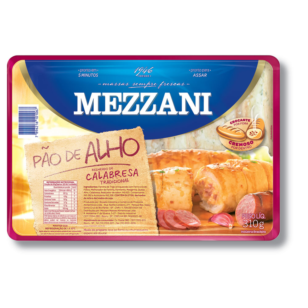Encontraproduto.com.br - Pão de Alho Mezzani Calabresa Pacote com 310g