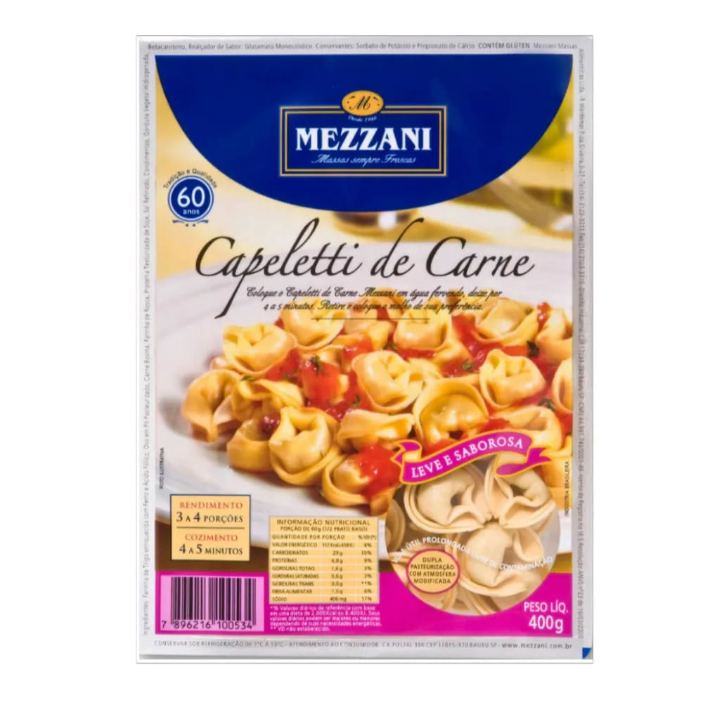 Encontraproduto.com.br - Capeletti de Carne Mezzani Pacote Com 1kg