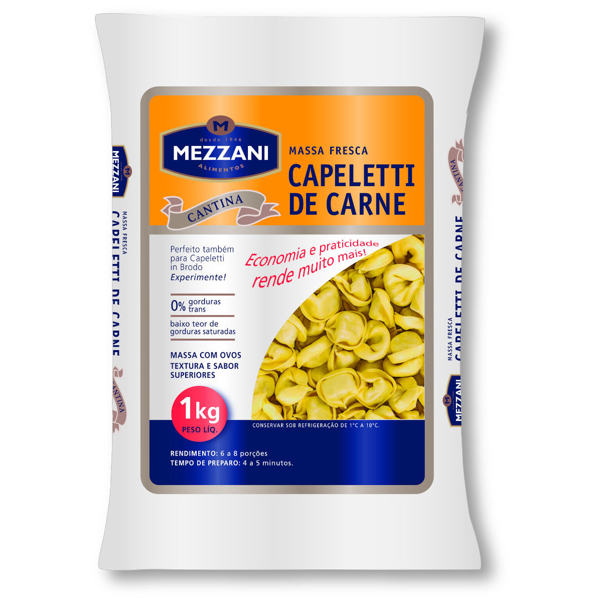 Encontraproduto.com.br - Capeletti de Carne Mezzani Pacote Com 1kg