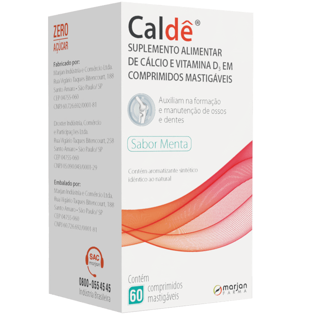 Encontraproduto.com.br - Suplemento Alimentar de Cálcio e Vitamnina D Caldê Sabor Menta com 60 comprimidos mastigáveis