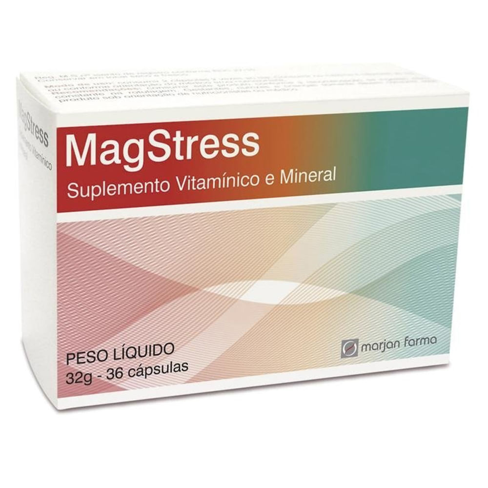 Encontraproduto.com.br - Suplemento Vitamínico MagStress Mineral Zero Açúcares 36 Cápsulas Gelatinosas Moles