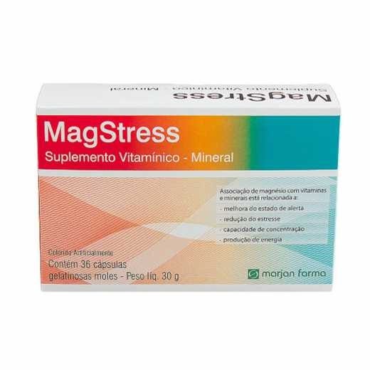 Encontraproduto.com.br - Suplemento Vitamínico MagStress Mineral Zero Açúcares 36 Cápsulas Gelatinosas Moles