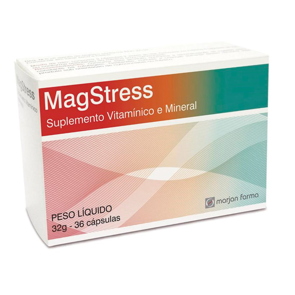 Encontraproduto.com.br - Suplemento Vitamínico MagStress Mineral Zero Açúcares 36 Cápsulas Gelatinosas Moles