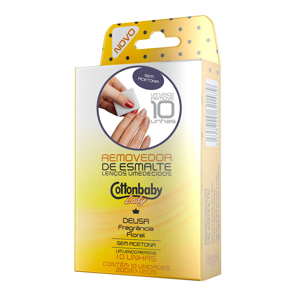 Removedor De Esmalte Cottonbaby Lenço Umedecido Lady Deusa 10 Unidades