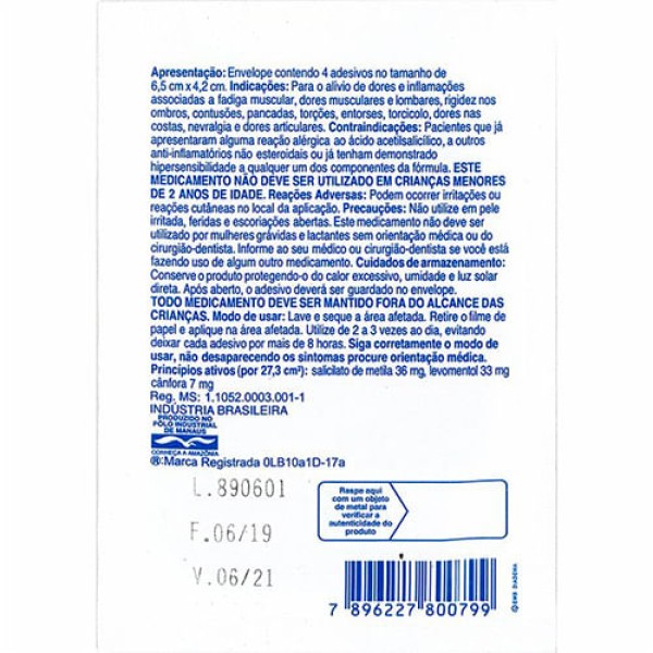 Encontraproduto.com.br - Emplastro Medicinal Salonpas Pequeno 4 Unidades