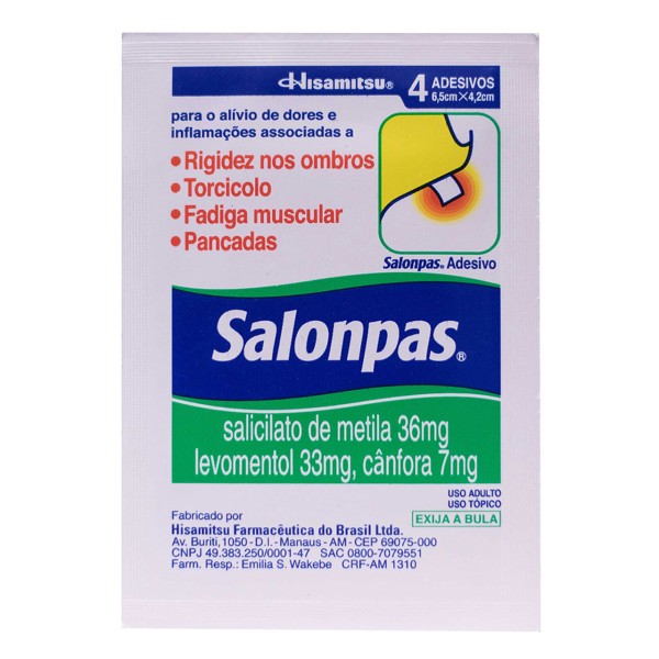 Encontraproduto.com.br - Emplastro Medicinal Salonpas Pequeno 4 Unidades