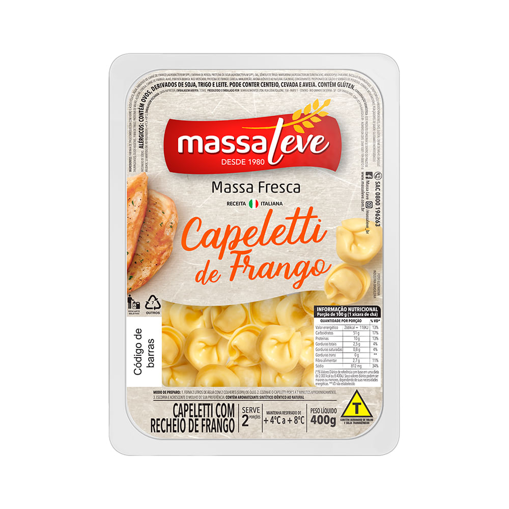 Encontraproduto.com.br - Cappeletti Massa Leve Frango 400g