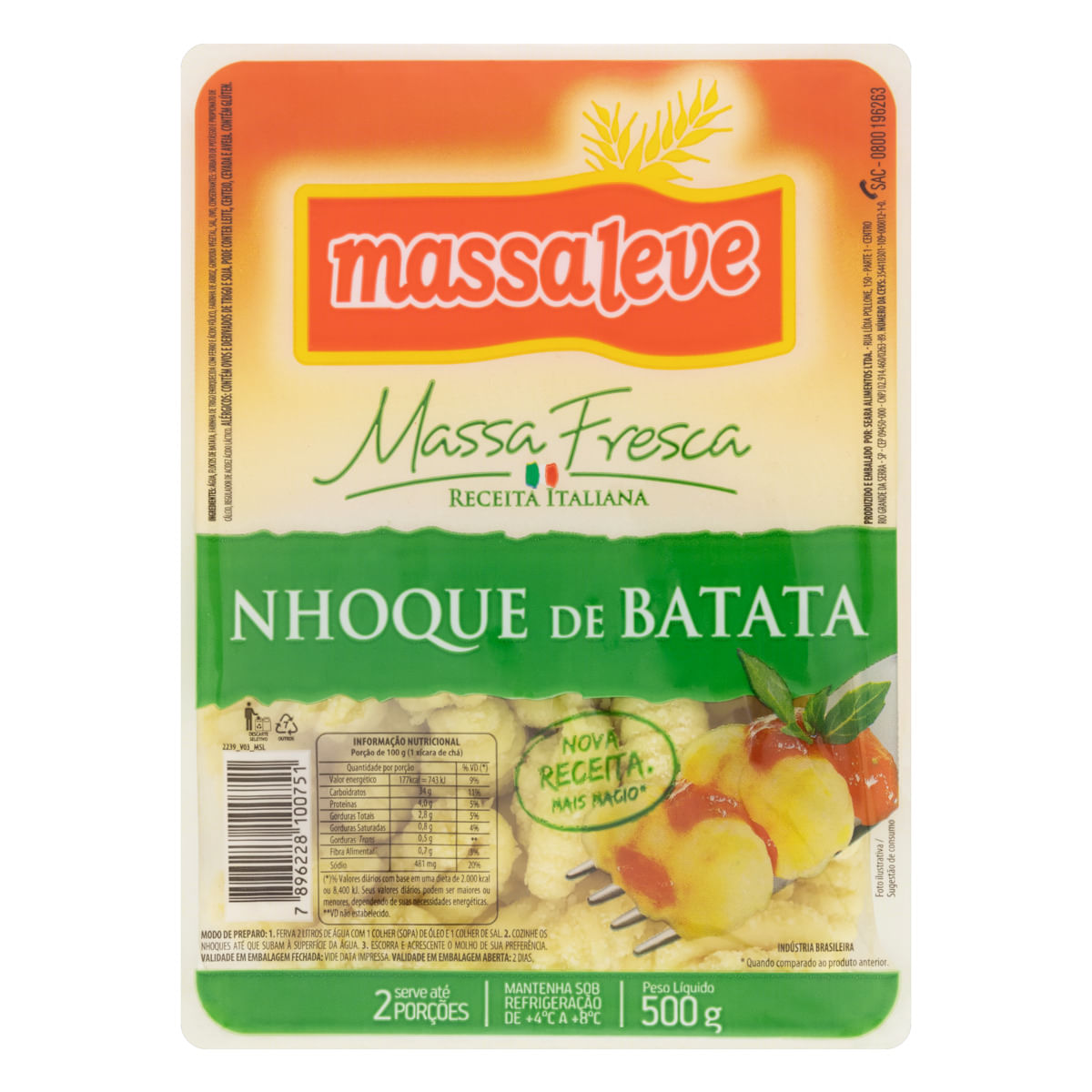 Encontraproduto.com.br - NHOQUE MASSA LEVE BATATA 500G