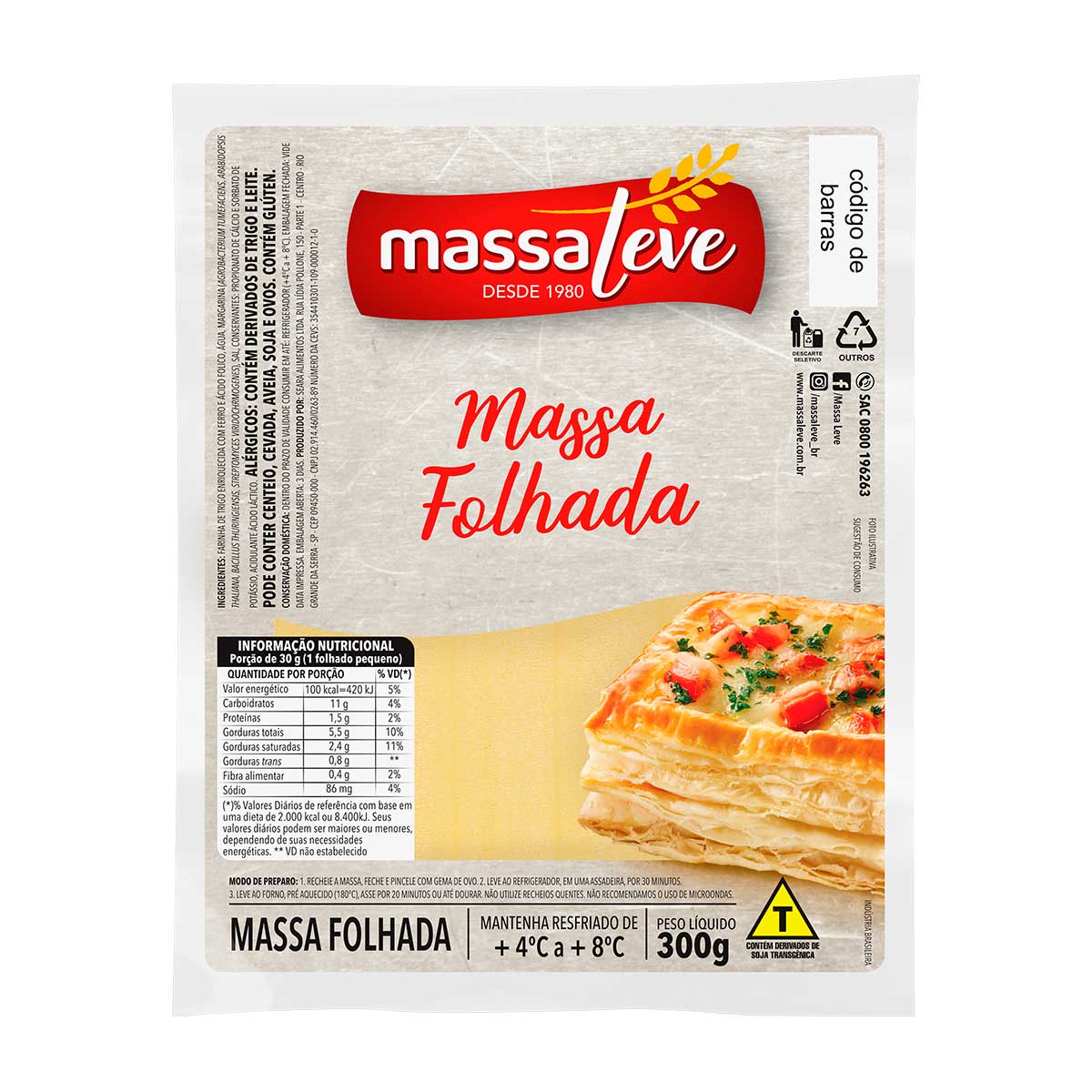 Encontraproduto.com.br - Massa Folhada Pastel Massa Leve 300g