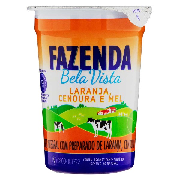 Encontraproduto.com.br - Iogurte Integral Com Laranja Cenoura E Mel Fazenda Bela Vista 170g
