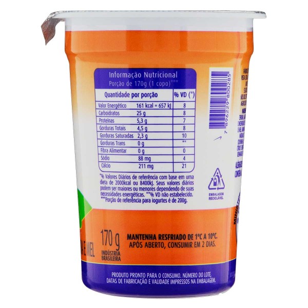Encontraproduto.com.br - Iogurte Integral Com Laranja Cenoura E Mel Fazenda Bela Vista 170g