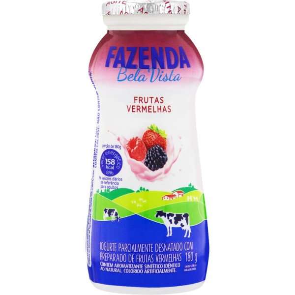 Encontraproduto.com.br - Iogurte Semidesnatado Fazenda Bela Vista com Polpa de Frutas Vermelhas 180g