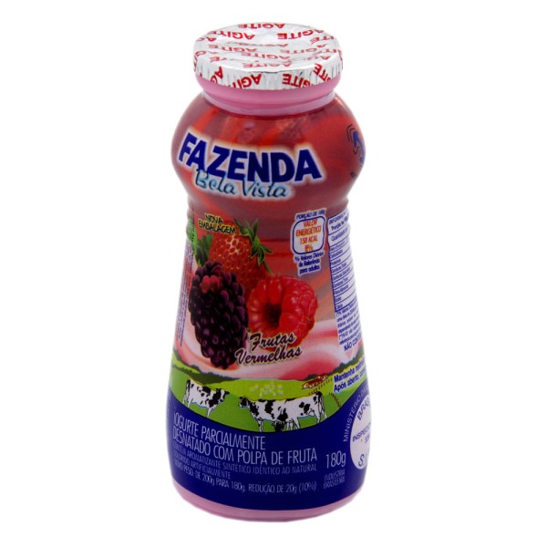 Encontraproduto.com.br - Iogurte Semidesnatado Fazenda Bela Vista com Polpa de Frutas Vermelhas 180g