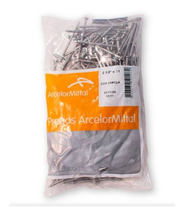 Prego com Cabeça 17x27 Pacote 1kg - GERDAU