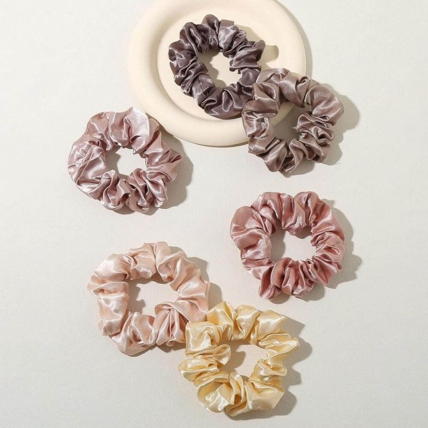 Encontraproduto.com.br - Nobrand - Kit Scrunchie Xuxinha de Cetim Multicor Paleta Outono Frio (12 Peças)