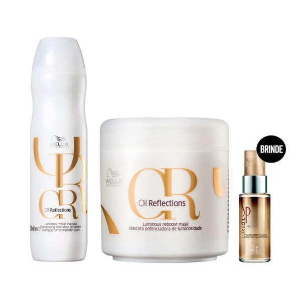 Encontraproduto.com.br - Kit Wella Professionals Oil Reflections - Shampoo 250ml e Máscara 150ml e Ganhe Sp System Pro Luxe Oil Elixir Óleo Capilar 30ml