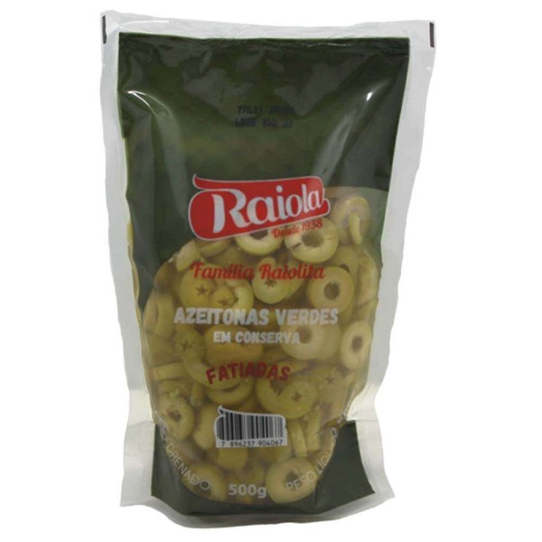 Azeitona Verde Fatiada Raiola Sachê 500g