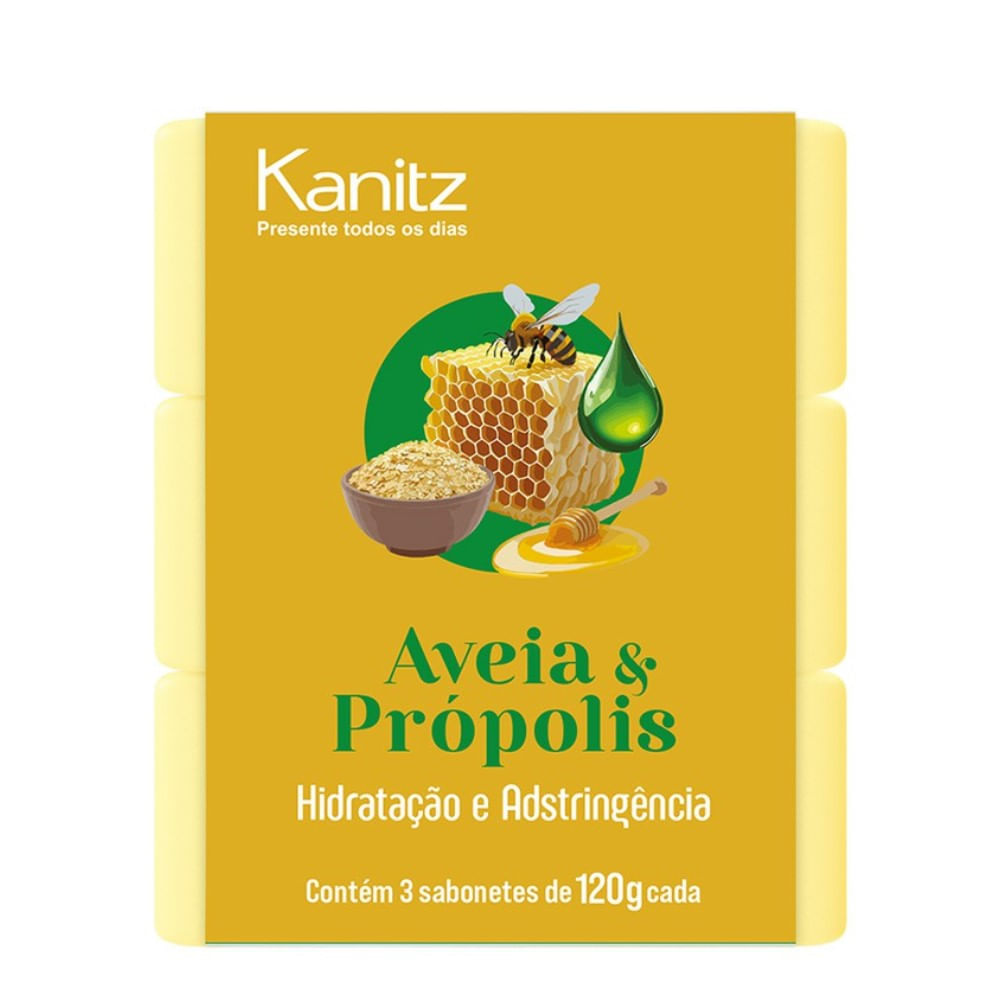 Encontraproduto.com.br - Sabonete em Barra Kanitz Aveia e Propólis 3 Unidades de 120g Cada