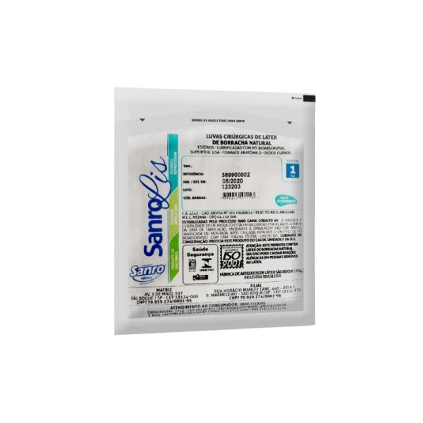 Encontraproduto.com.br - Luva Cirúrgica Estéril de látex com pó Unidade - Sanro