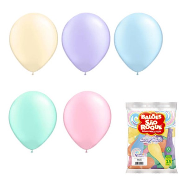 Balão Candy Colors N°9 Lilás com 25 un SÃO ROQUE