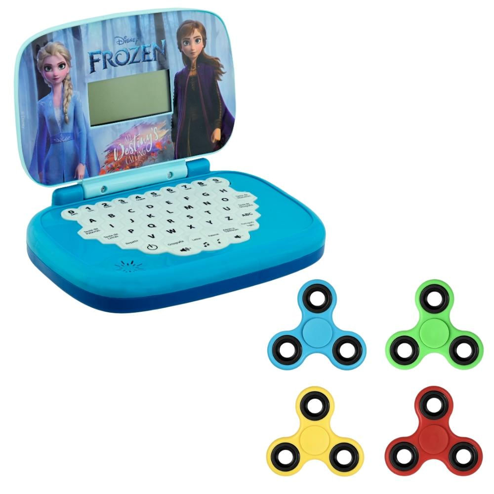 Encontraproduto.com.br - Kit Laptop Inf Ed Candide Frozen + 1 Fidget Spinner  Sort