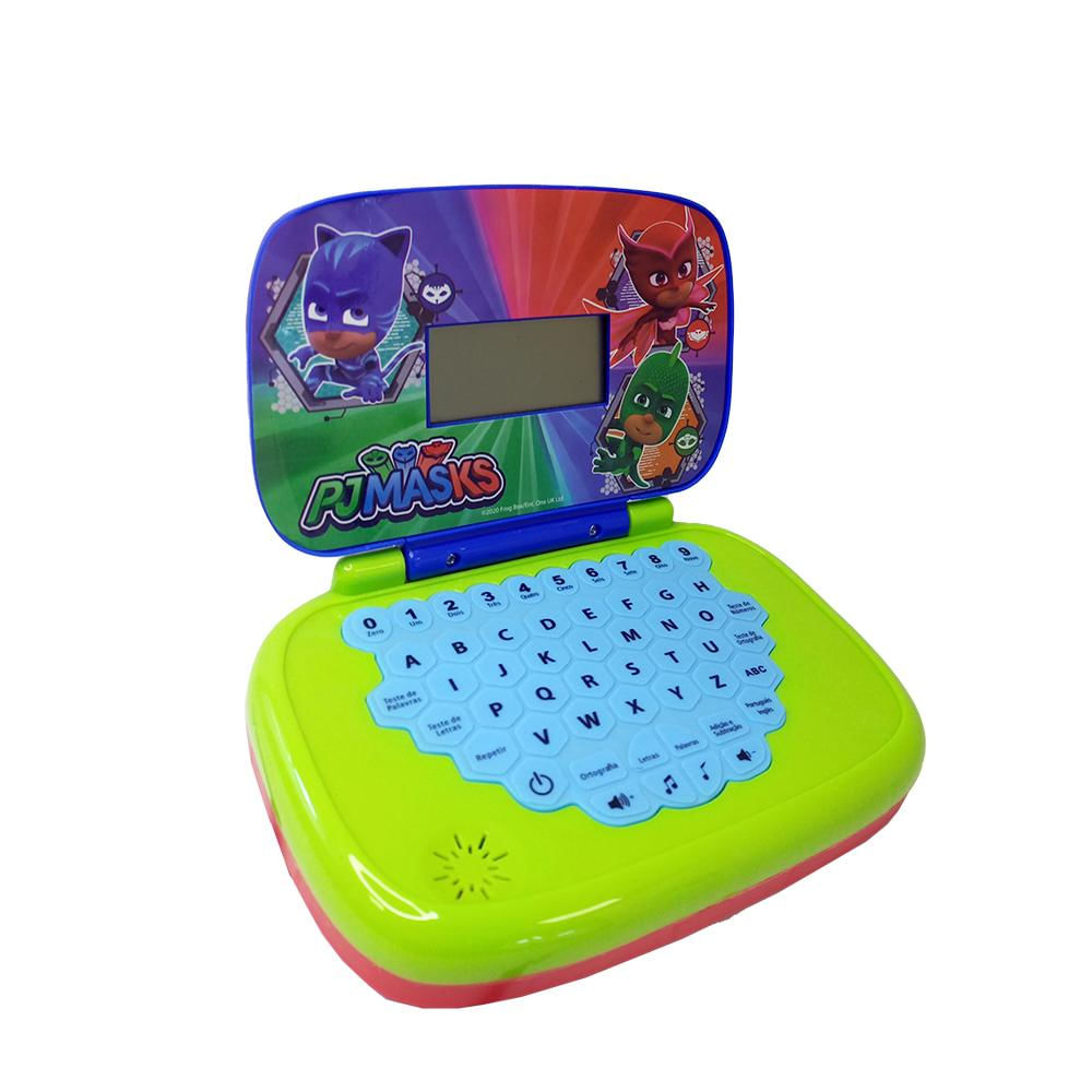 Encontraproduto.com.br - Kit Laptop Infantil Educativo Candide PJ Masks Bilíngue + 1 Fidget Spinner Sortido