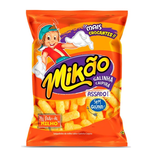 Encontraproduto.com.br - Salgadinho Mikão Galinha Caipira Pacote com 45g