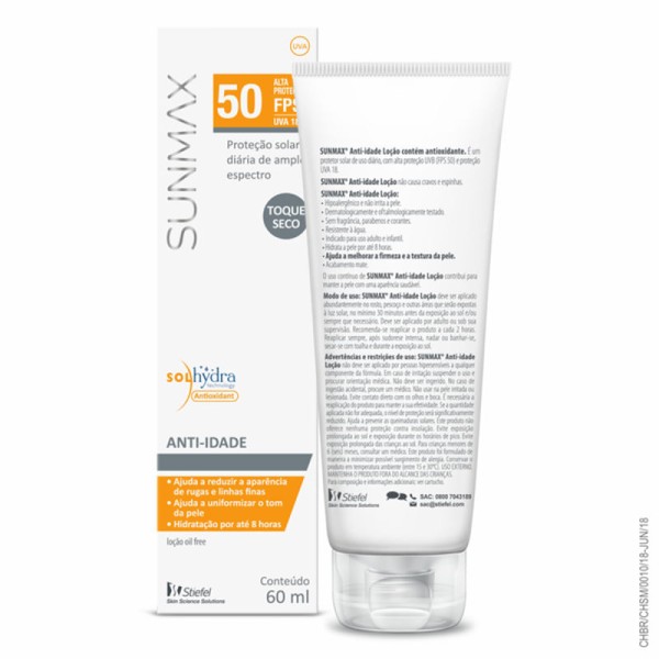 Encontraproduto.com.br - Sunmax Locao Anti Idade Fps 50 Normal A Seca 60 Ml